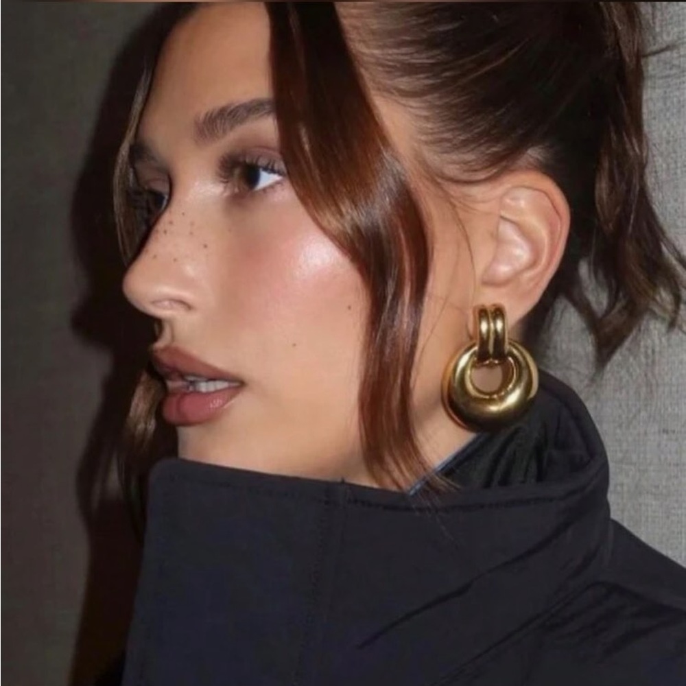 Gold hoop earrings N462 - Picture 1 of 5